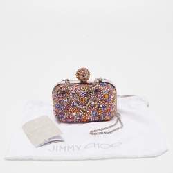 Pre Owned Jimmy Choo Multicolor Crystal Embellished Micro Cloud Clutch