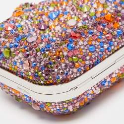 Pre Owned Jimmy Choo Multicolor Crystal Embellished Micro Cloud Clutch