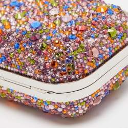 Pre Owned Jimmy Choo Multicolor Crystal Embellished Micro Cloud Clutch