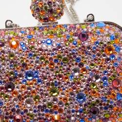 Pre Owned Jimmy Choo Multicolor Crystal Embellished Micro Cloud Clutch
