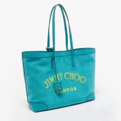 Jimmy Choo Malibu/Light Gold Terrycloth and Leather E/W Nine2Five Tote