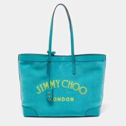 Jimmy Choo Malibu/Light Gold Terrycloth and Leather E/W Nine2Five Tote