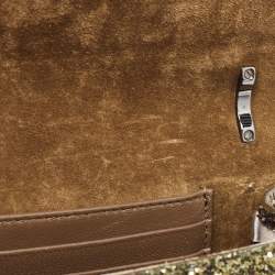 Pre Owned Jimmy Choo Metallic Olive Green Glitter Fabric Finley Shoulder Bag