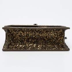 Pre Owned Jimmy Choo Metallic Olive Green Glitter Fabric Finley Shoulder Bag