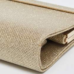 Pre Owned Jimmy Choo Gold/Silver Lurex Fabric Cayla Clutch