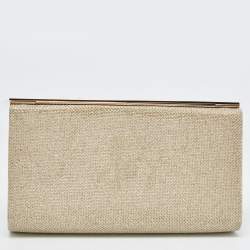 Pre Owned Jimmy Choo Gold/Silver Lurex Fabric Cayla Clutch