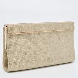 Pre Owned Jimmy Choo Gold/Silver Lurex Fabric Cayla Clutch