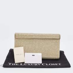 Pre Owned Jimmy Choo Gold/Silver Lurex Fabric Cayla Clutch