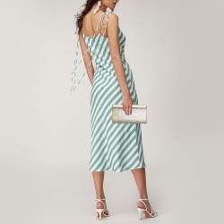 Pre Owned Jimmy Choo Gold/Silver Lurex Fabric Cayla Clutch