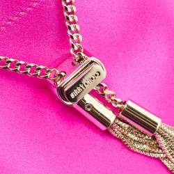Pre Owned Jimmy Choo Fuchsia Satin Bon Bon Crystal Embellished Bucket Bag