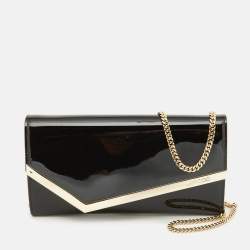 Jimmy Choo Black Patent Leather Emmie Chain Clutch
