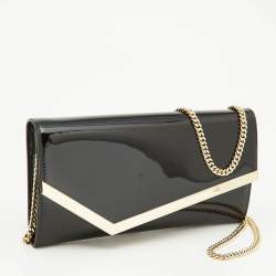 Jimmy Choo Black Patent Leather Emmie Chain Clutch