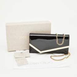 Jimmy Choo Black Patent Leather Emmie Chain Clutch