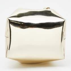 Pre Owned Jimmy Choo Gold Laminated Leather Bon Bon Crystal Embellished Bucket Bag