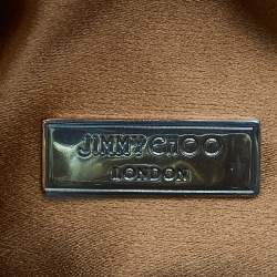 Pre Owned Jimmy Choo Gold Laminated Leather Bon Bon Crystal Embellished Bucket Bag