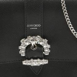 Pre Owned Jimmy Choo Black Leather Cheri Chain Shoulder Bag