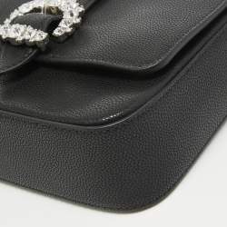 Pre Owned Jimmy Choo Black Leather Cheri Chain Shoulder Bag