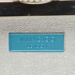 Pre Owned Jimmy Choo Silver Suede Crystals Embellished Micro Cloud Clutch