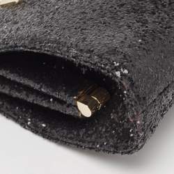 Pre Owned Jimmy Choo Black Glitter Venus Crystals Chain Clutch