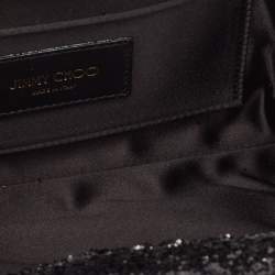 Pre Owned Jimmy Choo Black Glitter Venus Crystals Chain Clutch