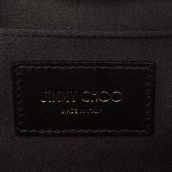 Pre Owned Jimmy Choo Black Glitter Venus Crystals Chain Clutch