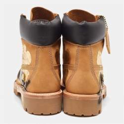 Pre Owned Jimmy Choo x Timberland Brown Graffiti Nubuck Leather Ankle Boots Size 38.5