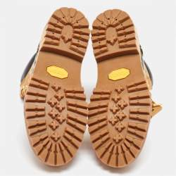 Pre Owned Jimmy Choo x Timberland Brown Graffiti Nubuck Leather Ankle Boots Size 38.5