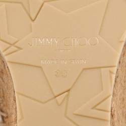 Pre Owned Jimmy Choo Off White Mesh and Leather Dakori Wedge Espadrille Sandals Size 39