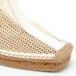 Pre Owned Jimmy Choo Off White Mesh and Leather Dakori Wedge Espadrille Sandals Size 39