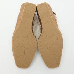 Pre Owned Jimmy Choo Off White Mesh and Leather Dakori Wedge Espadrille Sandals Size 39