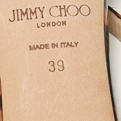 مملوكة مسبقًا Jimmy Choo Black/Brown Animal Print Patent Leather Ros Mules Size 39