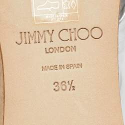 Pre Owned Jimmy Choo Silver Leather Nevara Wedge Sandals Size 36.5