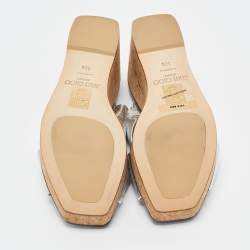 Pre Owned Jimmy Choo Silver Leather Nevara Wedge Sandals Size 36.5