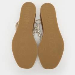 Pre Owned Jimmy Choo Cream Leather Amatuss Espadrille Sandals Size 37.5