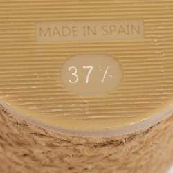 Pre Owned Jimmy Choo Cream Leather Amatuss Espadrille Sandals Size 37.5