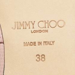 Pre Owned Jimmy Choo Pink Lizard Embossed Leather Diamond Tilda Ballet Flats Size 38