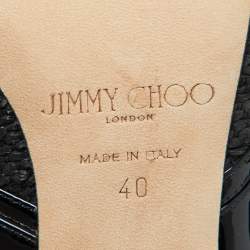 Jimmy Choo Black Woven Fabric and Patent Leather Hickory Pumps Size 40