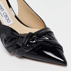 Pre Owned Jimmy Choo Black Patent Leather Elinor Slingback Pumps Size 36