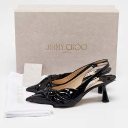 Pre Owned Jimmy Choo Black Patent Leather Elinor Slingback Pumps Size 36