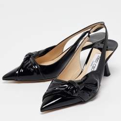 Pre Owned Jimmy Choo Black Patent Leather Elinor Slingback Pumps Size 36