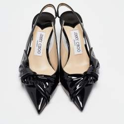 Pre Owned Jimmy Choo Black Patent Leather Elinor Slingback Pumps Size 36