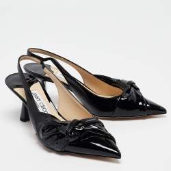 Pre Owned Jimmy Choo Black Patent Leather Elinor Slingback Pumps Size 36