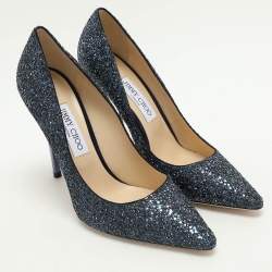 Jimmy Choo Blue Glitter Romy Pumps Size 39.5