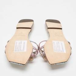 مملوكة مسبقًا Jimmy Choo Multicolor Snakeskin Embossed Leather Flat Slides Size 40