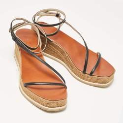 Jimmy Choo Black Leather Drive Wedge Sandals Size 38