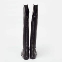 Jimmy Choo Black Leather Knee Length Boots Size 36