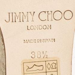 مملوكة مسبقًا Jimmy Choo Gold Lizard Embossed Leather Dellena Wedge Sandals Size 38.5