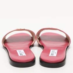 Jimmy Choo Pink Croc Embossed Leather Minea Slide Sandals Size 40