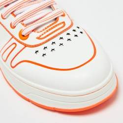 Jimmy Choo White/Neon Orange Leather Hawaii/F Sneakers Size 38