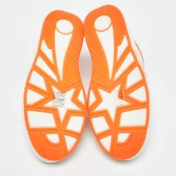 Jimmy Choo White/Neon Orange Leather Hawaii/F Sneakers Size 38